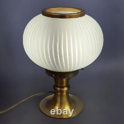 Murano Glass Sphere Table Lamp Vintage Brass Base Striped Design 1960s