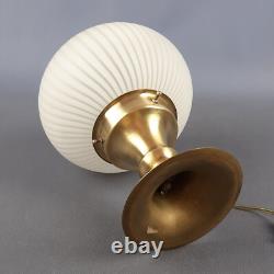 Murano Glass Sphere Table Lamp Vintage Brass Base Striped Design 1960s Murano Glass Sphere Table Lamp Vintage Brass Base Striped Design 1960s