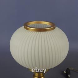 Murano Glass Sphere Table Lamp Vintage Brass Base Striped Design 1960s