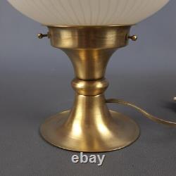 Murano Glass Sphere Table Lamp Vintage Brass Base Striped Design 1960s