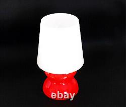 Murano Glass Table Lamp 1960s 70s Italy Orange White Mazzega Mid Century Vintage