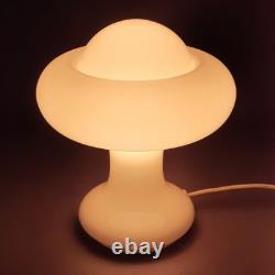 Murano Glass Table Lamp White UFO Space Age Design Vintage 70s