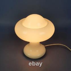 Murano Glass Table Lamp White UFO Space Age Design Vintage 70s