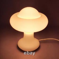 Murano Glass Table Lamp White UFO Space Age Design Vintage 70s