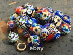 Murano Glass Trade Bead Necklace Millefiori Art Deco Antique Moretti Canes