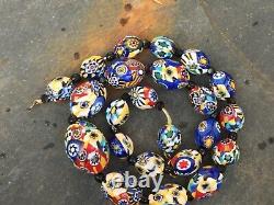 Murano Glass Trade Bead Necklace Millefiori Art Deco Antique Moretti Canes