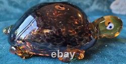 Murano Glass Turtle Ashtray, Authentic Vintage Blown Art Glass