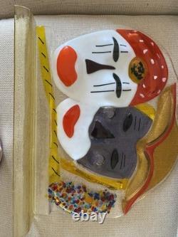 Murano Glass Vase Sculpture Vintage, Etched, Signed