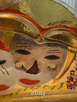 Murano Glass Vase Sculpture Vintage, Etched, Signed