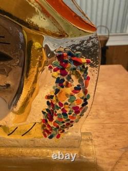 Murano Glass Vase Sculpture Vintage, Etched, Signed