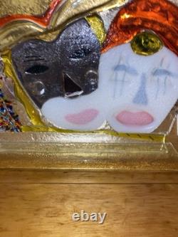 Murano Glass Vase Sculpture Vintage, Etched, Signed