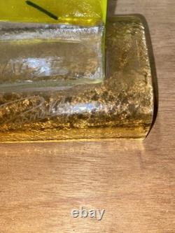 Murano Glass Vase Sculpture Vintage, Etched, Signed