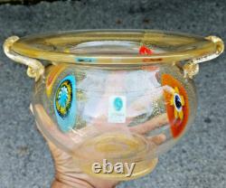 Murano Glass Vase Urn w Handles SERENELLA Italy Venetian Vintage w label