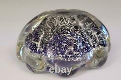 Murano Glass Vintage Italian Old Venetian Bowl Dish Cobalt Silver Flakes Heavy