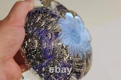 Murano Glass Vintage Italian Old Venetian Bowl Dish Cobalt Silver Flakes Heavy