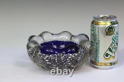 Murano Glass Vintage Italian Old Venetian Bowl Dish Cobalt Silver Flakes Heavy