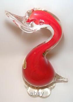 Murano Hand Blown Art Glass Red Goose from Italy 8.5 High Vintage Old Piece