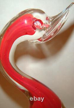 Murano Hand Blown Art Glass Red Goose from Italy 8.5 High Vintage Old Piece