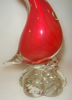 Murano Hand Blown Art Glass Red Goose from Italy 8.5 High Vintage Old Piece