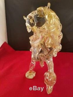 Murano Hand Blown St. Mark Lion Sparkling Gold Art Glass 10.5x5.5x8 Vintage
