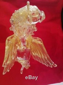 Murano Hand Blown St. Mark Lion Sparkling Gold Art Glass 10.5x5.5x8 Vintage