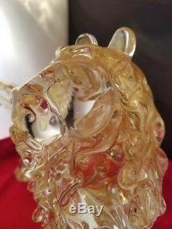 Murano Hand Blown St. Mark Lion Sparkling Gold Art Glass 10.5x5.5x8 Vintage