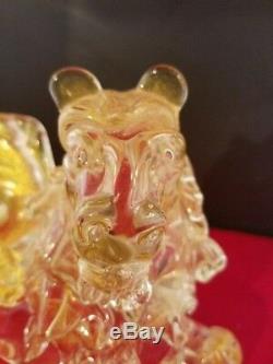 Murano Hand Blown St. Mark Lion Sparkling Gold Art Glass 10.5x5.5x8 Vintage