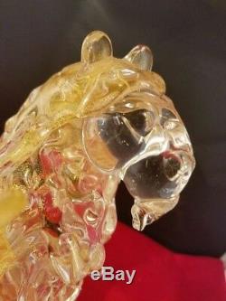 Murano Hand Blown St. Mark Lion Sparkling Gold Art Glass 10.5x5.5x8 Vintage