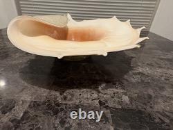 Murano Italy 1950 Hand Blown Glass Large Conch Shell Scallop Centerpiece Vintage