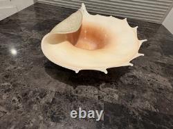 Murano Italy 1950 Hand Blown Glass Large Conch Shell Scallop Centerpiece Vintage