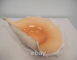 Murano Italy 1950 Hand Blown Glass Large Conch Shell Scallop Centerpiece Vintage