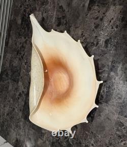 Murano Italy 1950 Hand Blown Glass Large Conch Shell Scallop Centerpiece Vintage