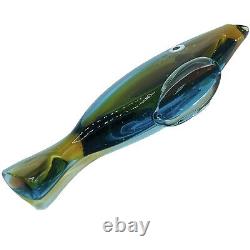 Murano Italy Galliano Ferro Sommerso Art Glass Fish Amber Blue Vintage
