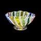 Murano Italy Latticino Decorative Footed Glass Bowl Vintage Ribbon Multicolored