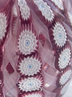 Murano Italy Millefiori Paperweight Glass Latticino Filigrana Vintage Floral