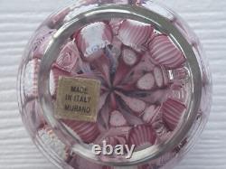 Murano Italy Millefiori Paperweight Glass Latticino Filigrana Vintage Floral