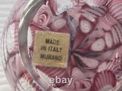 Murano Italy Millefiori Paperweight Glass Latticino Filigrana Vintage Floral