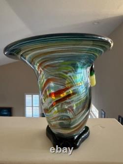 Murano Italy Vintage Art Glass Clown Horn Figurine Trinket Bowl Torch Sculpture