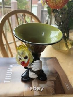 Murano Italy Vintage Art Glass Clown Horn Figurine Trinket Bowl Very Rare