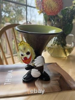 Murano Italy Vintage Art Glass Clown Horn Figurine Trinket Bowl Very Rare
