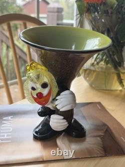 Murano Italy Vintage Art Glass Clown Horn Figurine Trinket Bowl Very Rare