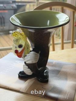 Murano Italy Vintage Art Glass Clown Horn Figurine Trinket Bowl Very Rare