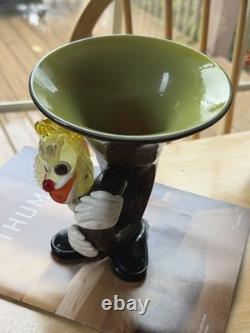 Murano Italy Vintage Art Glass Clown Horn Figurine Trinket Bowl Very Rare