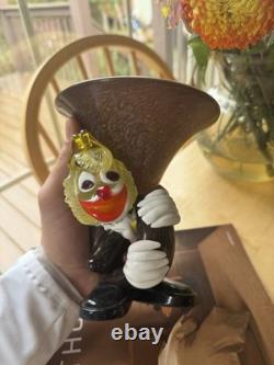 Murano Italy Vintage Art Glass Clown Horn Figurine Trinket Bowl Very Rare