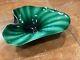 Murano Lily Pad Green White Art Glass 9 Ashtray Bowl Italy Leaf MCM Vintage Euc