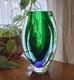 Murano MCM Classic Sommerso Vase Green & Blue 8.5 Teardrop Glass Heavy Vintage