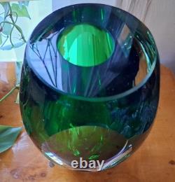 Murano MCM Classic Sommerso Vase Green & Blue 8.5 Teardrop Glass Heavy Vintage