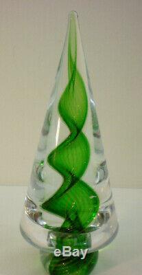 Murano Made in Italy Christmas Tree Italian Art Glass Label Paperweight Vintage