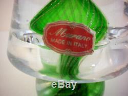 Murano Made in Italy Christmas Tree Italian Art Glass Label Paperweight Vintage