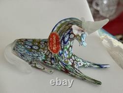 Murano Millefiori Art Glass Unicorn Vintage. Original Tag. Italy Murano Millefiori Art Glass Unicorn Vintage. Original Tag. Italy